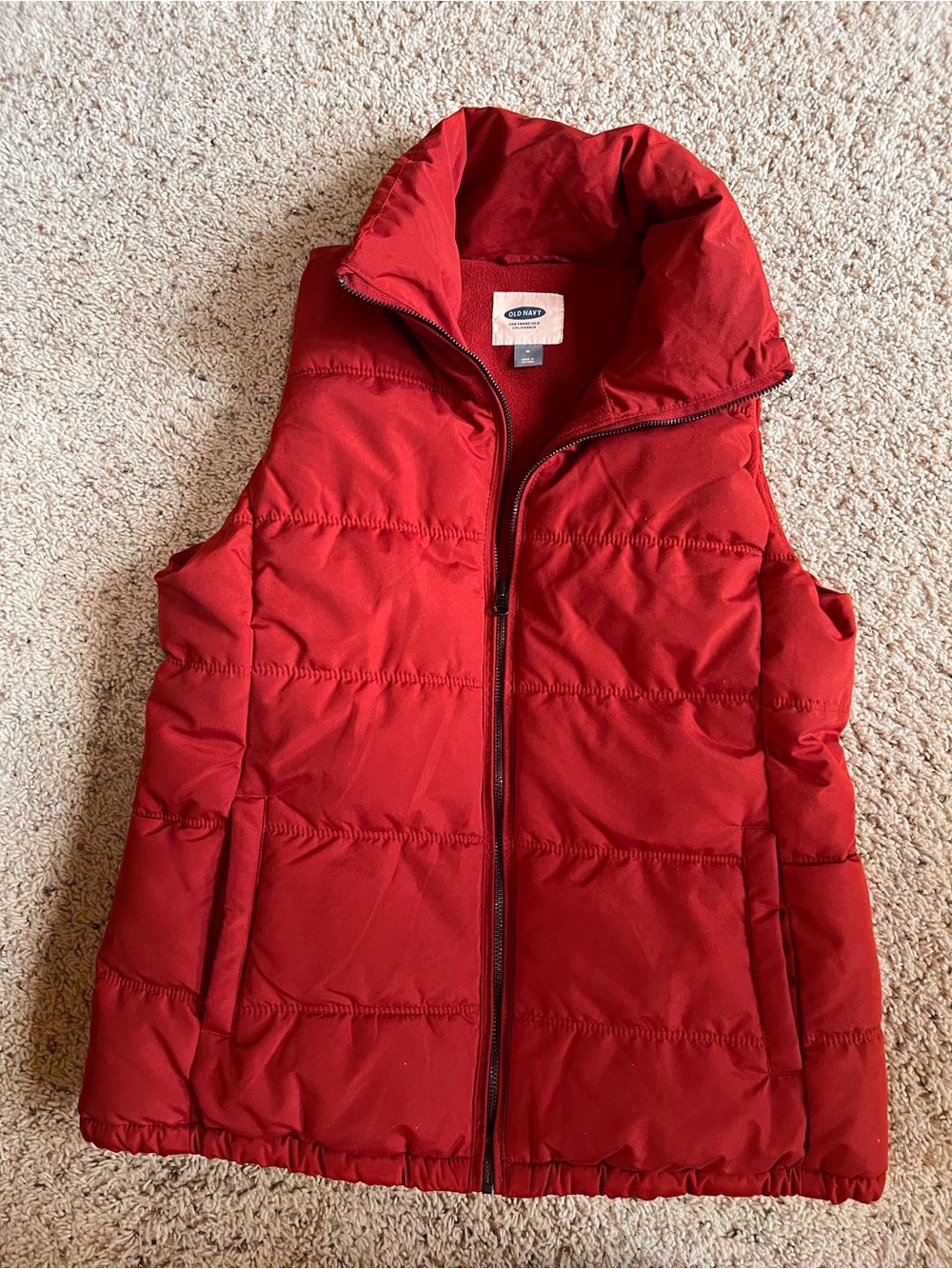 Old Navy Burnt Orange Quilted Puffer Vest with High Collar